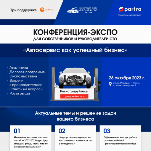 LUZAR, TRIALLI, STARTVOLT примут участие в конференции GROUPAUTO Россия «Автосервис как успешный бизнес»